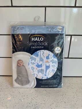 HALO SleepSack Swaddle Blue White Animal Print